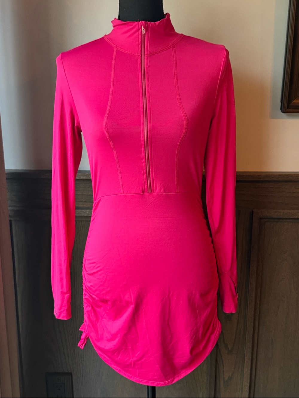 BloqUV Long-Sleeve Pink Swim Coverup Tunic with Half-Zip - Picture 2 of 8